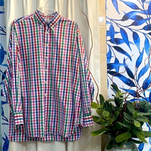 Men’s Checkered Maus & Hoffman Long Sleeve Buttondown Size Large - Picture 1 of 8
